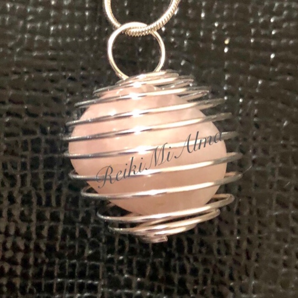ReikiMiAlma Rose Quartz Crystal Spiral Pendant